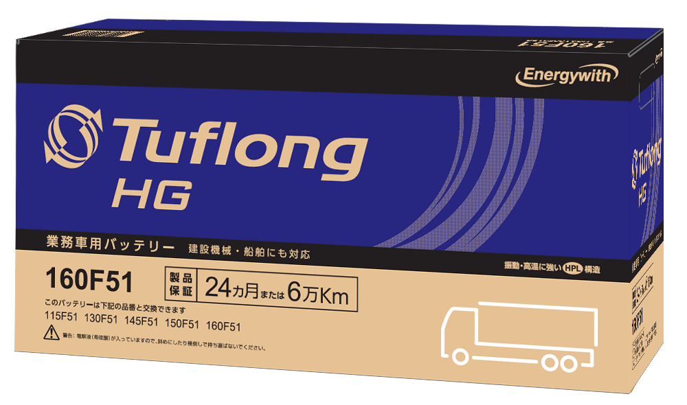 日本製　配送車・業務用車バッテリー　Tuflomg　HG  GHA160F51