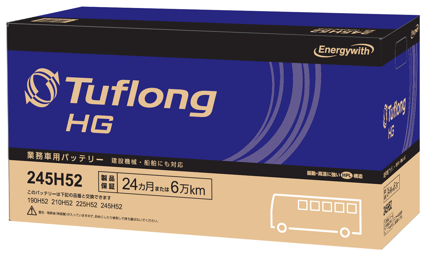 日本製　配送車・業務用車バッテリー　Tuflomg　HG  GHA245H52